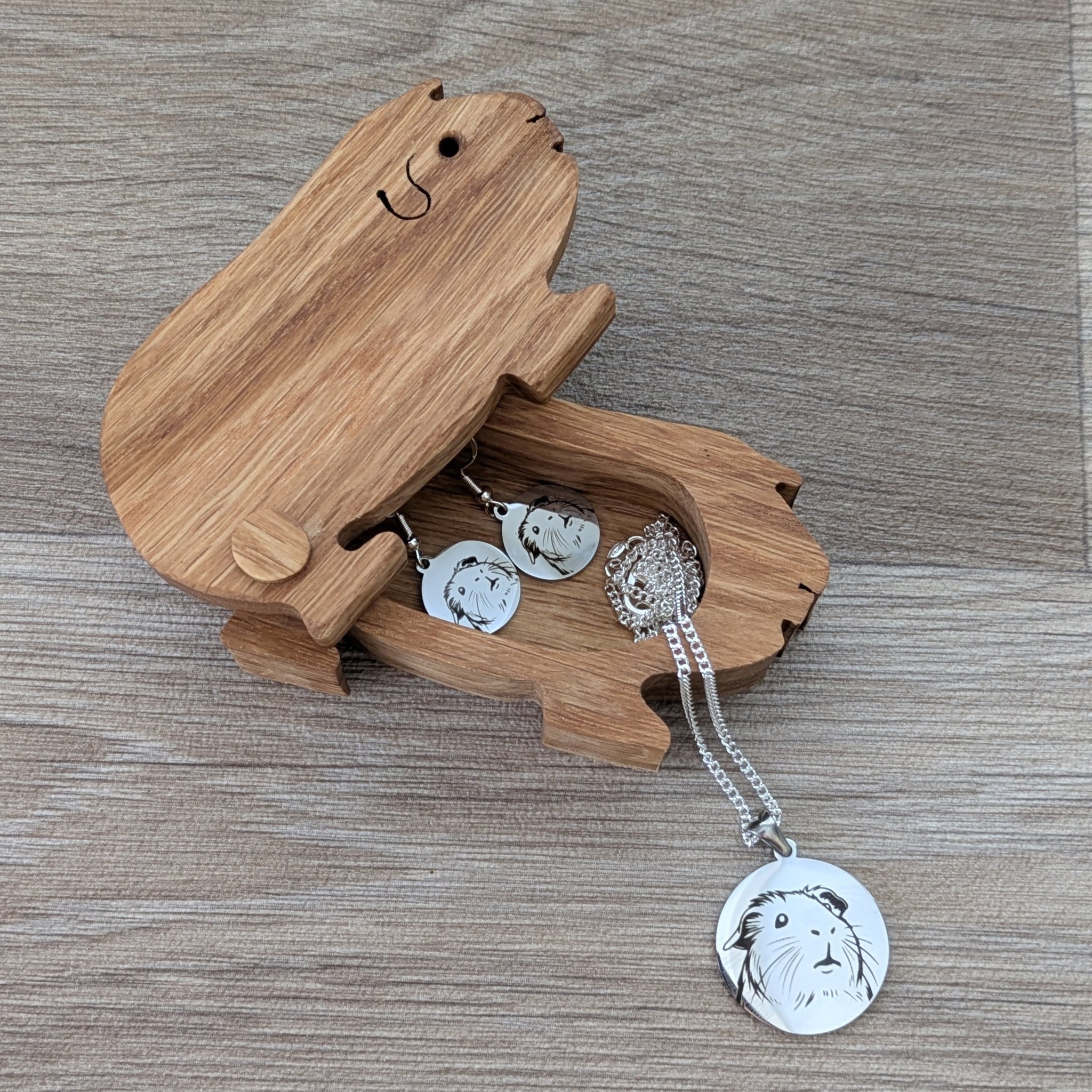 Oak Guinea Pig Trinket Box