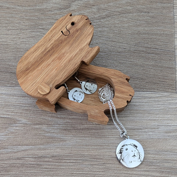 Oak Guinea Pig Trinket Box