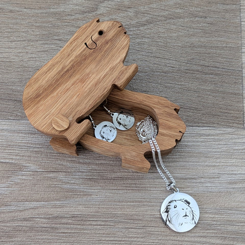 Oak Guinea Pig Trinket Box
