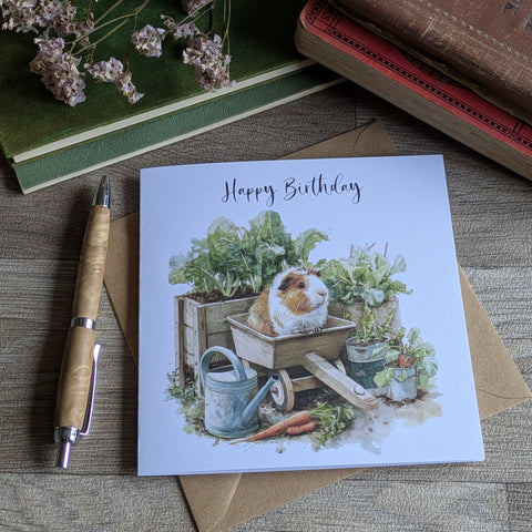 Guinea Pig Birthday Card (Gardening)