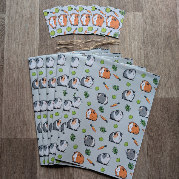 Guinea Pig Wrapping Paper and Gift Tag Set (Carrot)