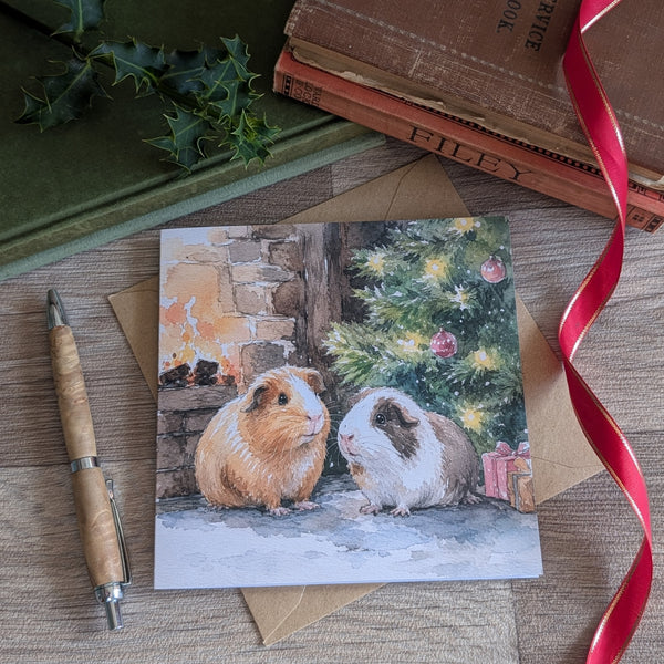 Guinea Pig Christmas Card (Fireside Cuddles)