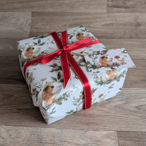 Guinea Pig Christmas Wrapping Paper and Gift Tag Set (Guinea Pig Family)