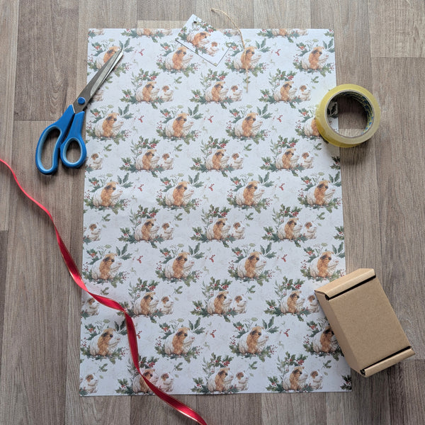Guinea Pig Christmas Wrapping Paper and Gift Tag Set (Guinea Pig Family)