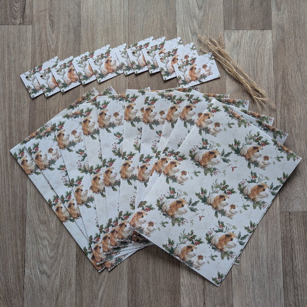 Guinea Pig Christmas Wrapping Paper and Gift Tag Set (Guinea Pig Family)