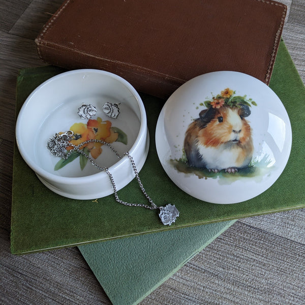 Guinea Pig Trinket Box (Floral)