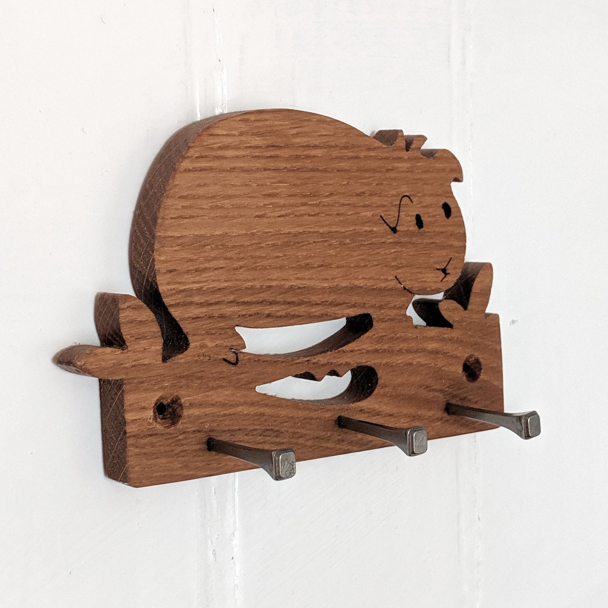Oak Guinea Pig Key Hook