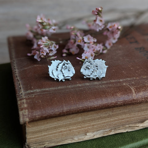 Guinea Pig Stud Earrings - Hand Cast Pewter