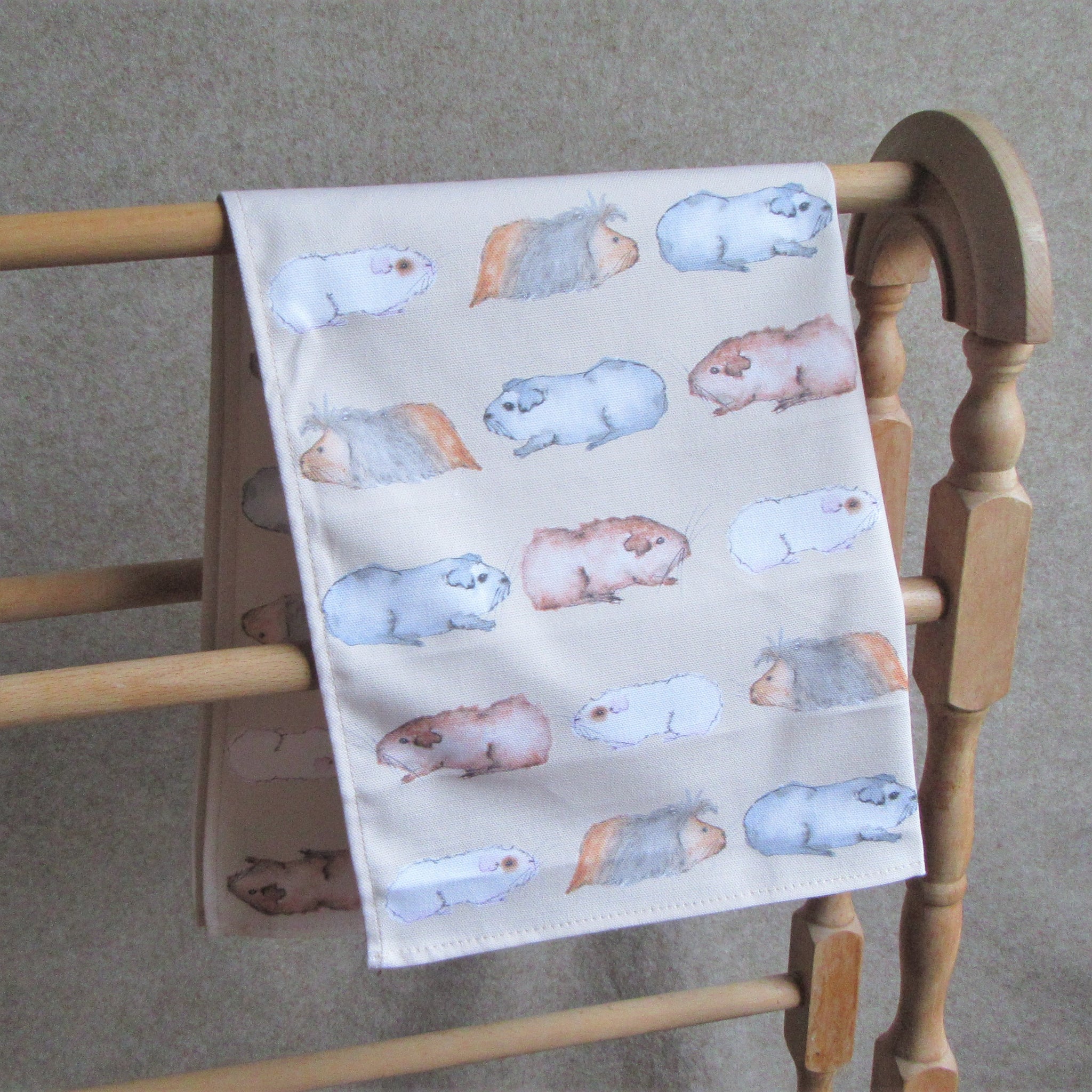 Guinea Pig Tea Towel - Water Colour Guinea Pig Design