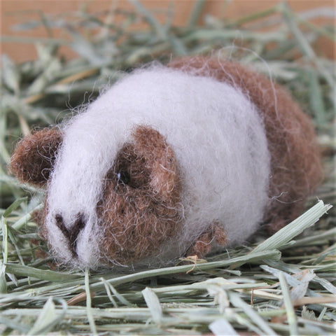 Guinea Pig Needle Felting Craft Kit - Doris Brown & White