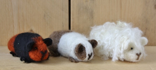 Guinea Pig Needle Felting Craft Kit - Doris Brown & White