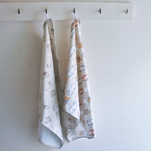Guinea Pig Tea Towel - Water Colour Guinea Pig Design