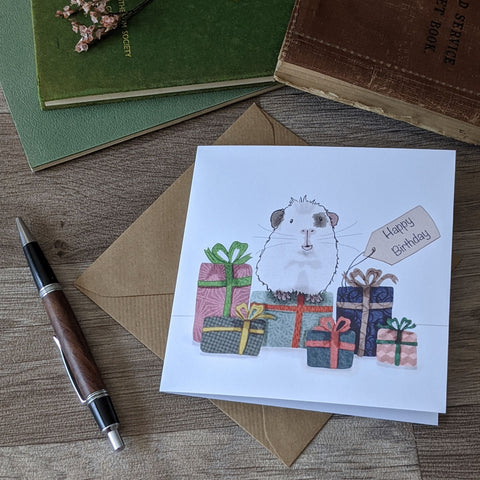 Pile of Presents Guinea Pig Birthday Card
