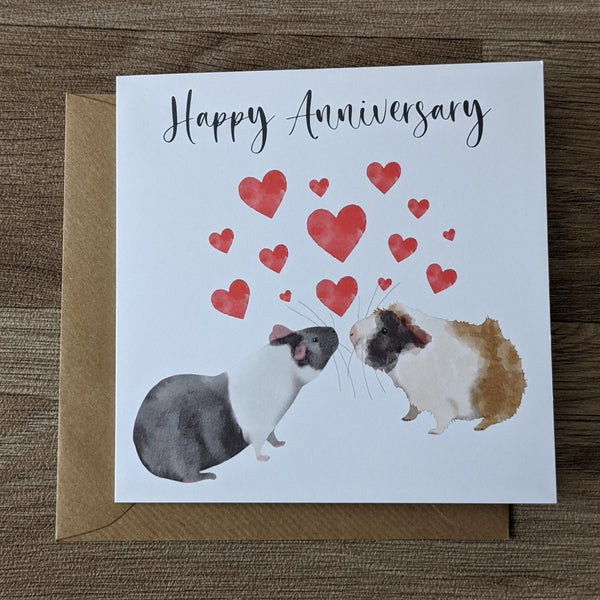 Love Hearts Guinea Pig Anniversary Card