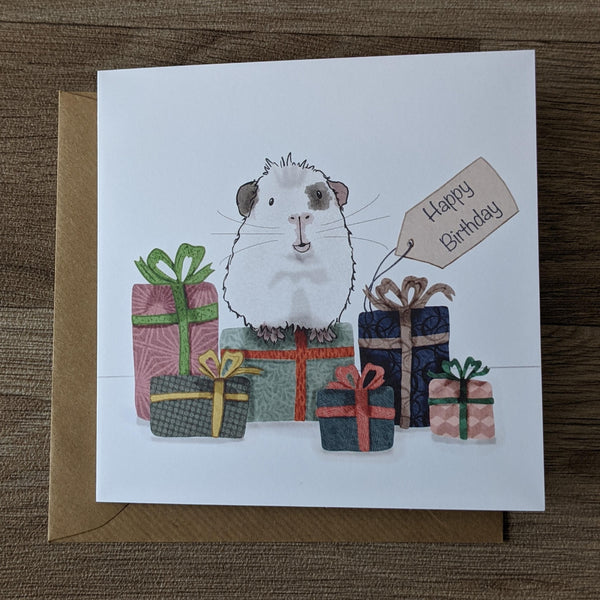 Pile of Presents Guinea Pig Birthday Card