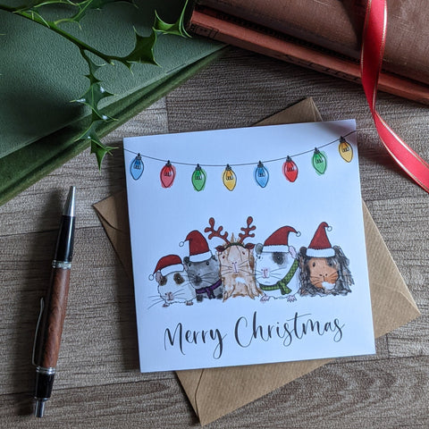 Fairy Lights Guinea Pig Christmas Card
