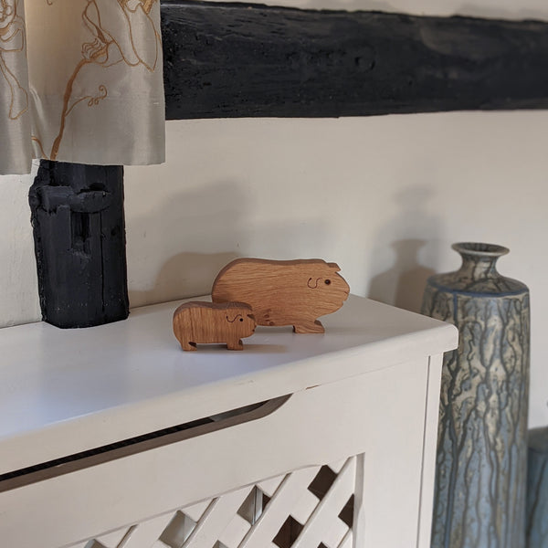 Free Standing Oak Guinea Pig Ornament (Single/Pair)