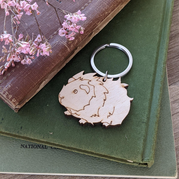 Wooden Guinea Pig Key Ring