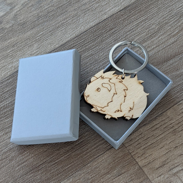 Wooden Guinea Pig Key Ring