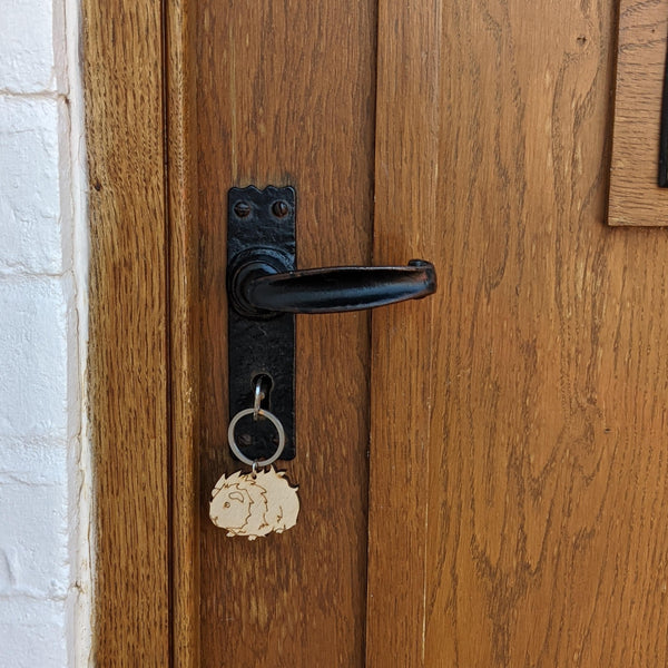 Wooden Guinea Pig Key Ring