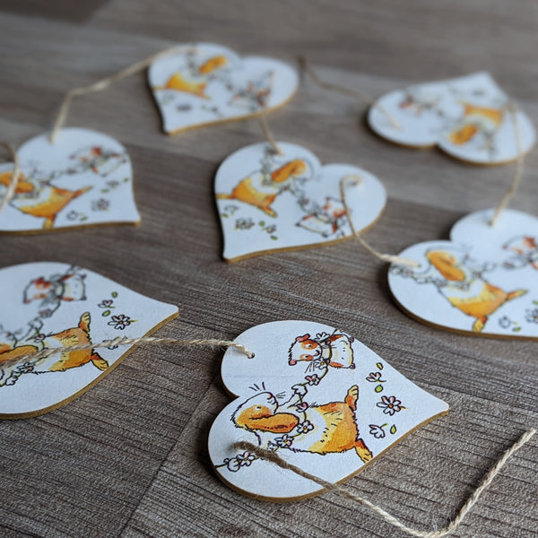 Wooden Rabbit and Guinea Pig Heart Bunting (Daisy Chain)