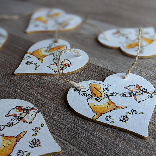 Wooden Rabbit and Guinea Pig Heart Bunting (Daisy Chain)