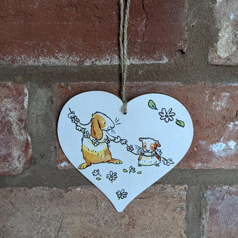 Wooden Rabbit and Guinea Heart Decoration (Daisy Chain)