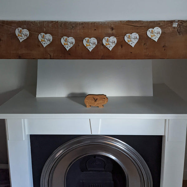Wooden Rabbit and Guinea Pig Heart Bunting (Daisy Chain)