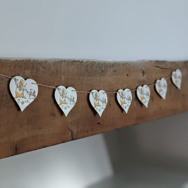Wooden Rabbit and Guinea Pig Heart Bunting (Daisy Chain)