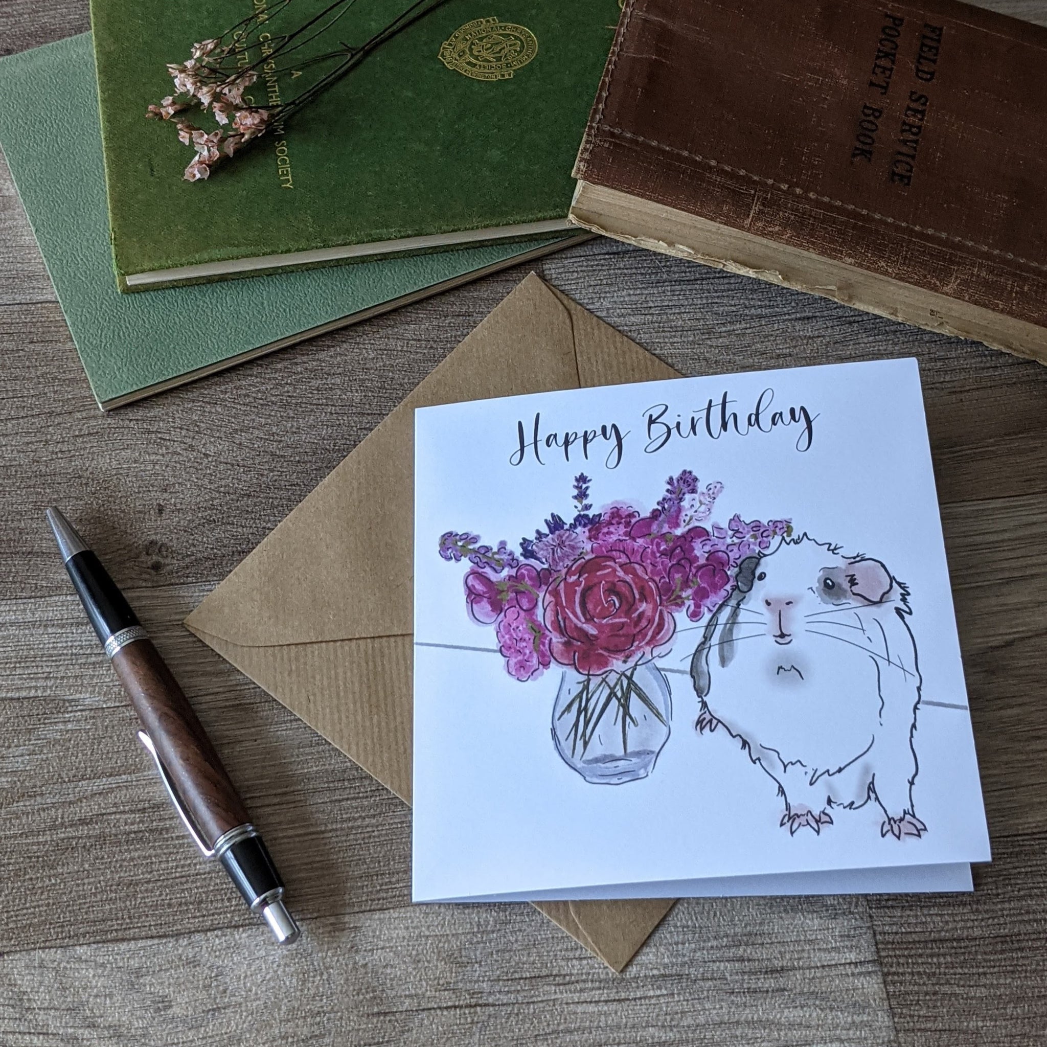 Flowers Guinea Pig Birthday Card